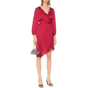 Velvet by Graham & Spencer Pink Fuchsia Wrap Dress Alena Satin Minidress Size XS